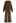 Waffle Knit Hi-Lo Sweater and Wide Leg Pants Set in Brown