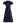 V-Neck Flutter Sleeve Ruffle Cotton Dress in Navy