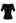 Scalloped Edge Square Neck Short Sleeve Knit Top in Black