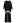 Contrast Detail Knit Poncho and Pants Set in Black
