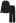 Deep V-Neck Collared Shirt and Drawstring Pants Set in Black