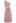 Asymmetric Bow-Tie Shoulder Ruched Waist Satin Dress in Pink