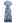 Blue Blossom Notch Neckline Frilling Dress