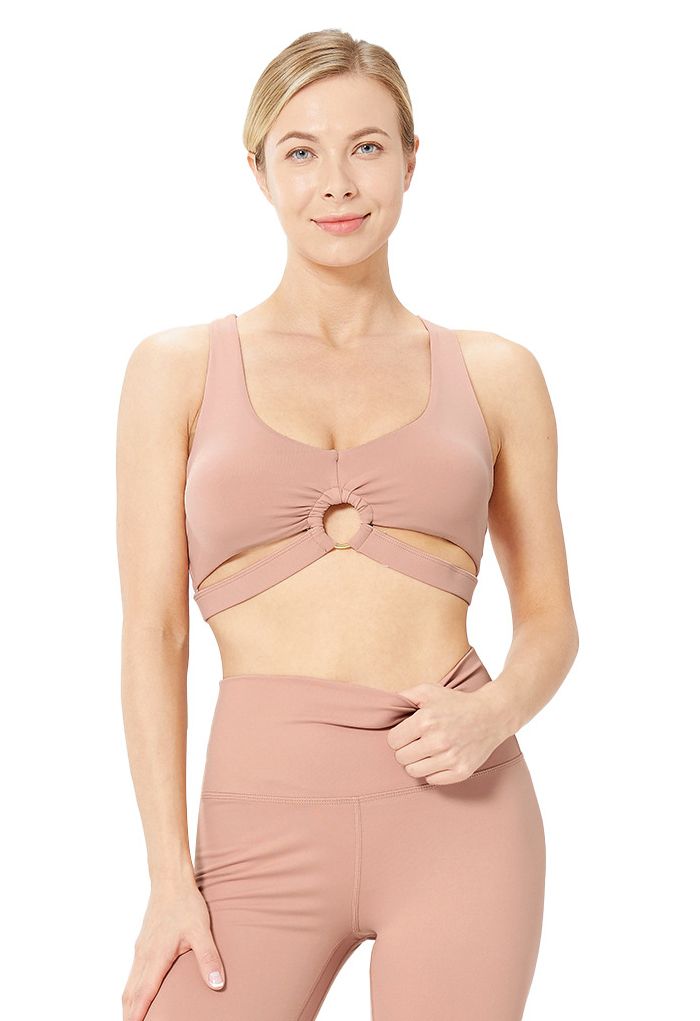 O-Ring Cross Back Low-Impact Sports Bra in Pink