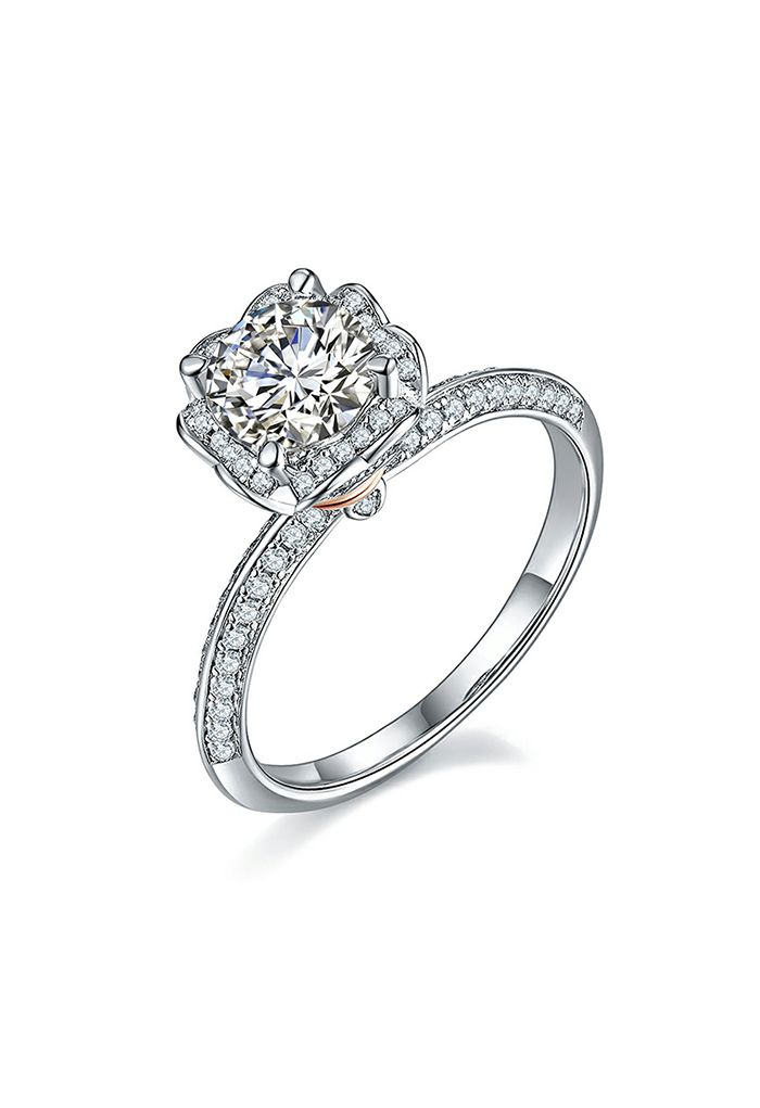 Floral Heart Shape Moissanite Diamond Ring