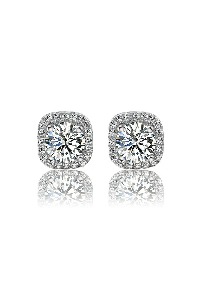 Square Shape Moissanite Diamond Earrings