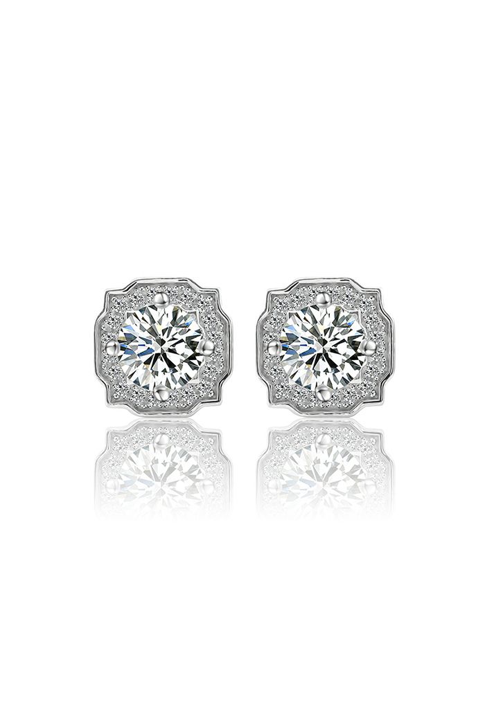 Pointed Edge Moissanite Diamond Earrings
