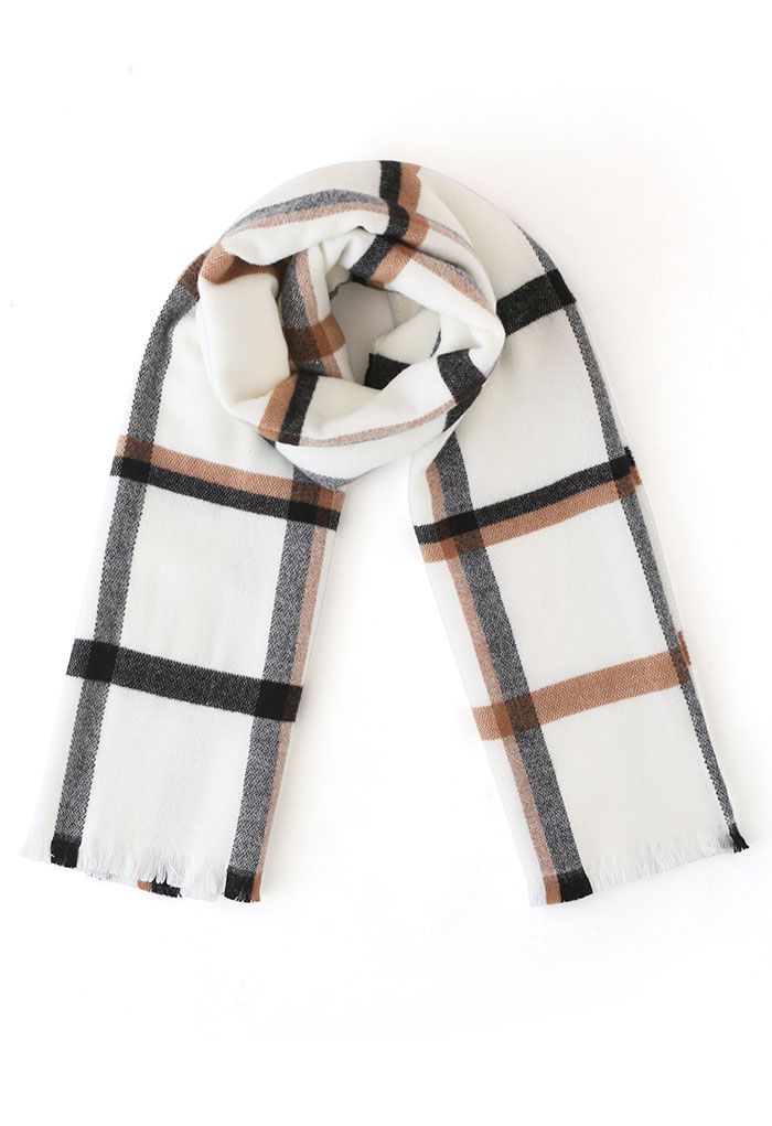Oversized Grid Printed Scarf