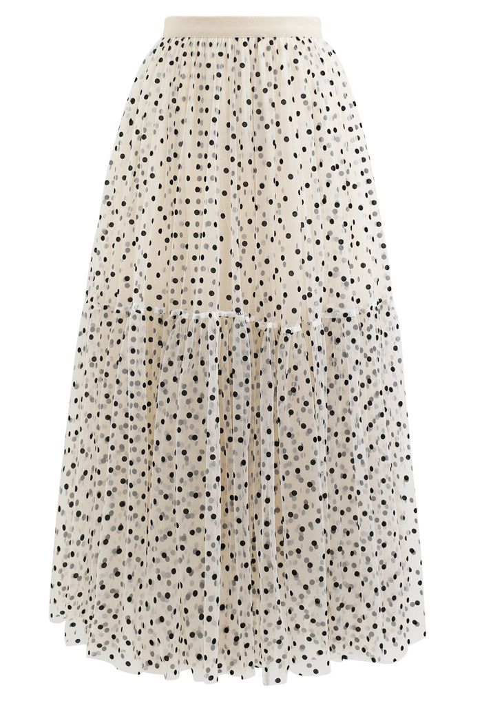 Can't Let Go Dots Mesh Tulle Skirt in Cream