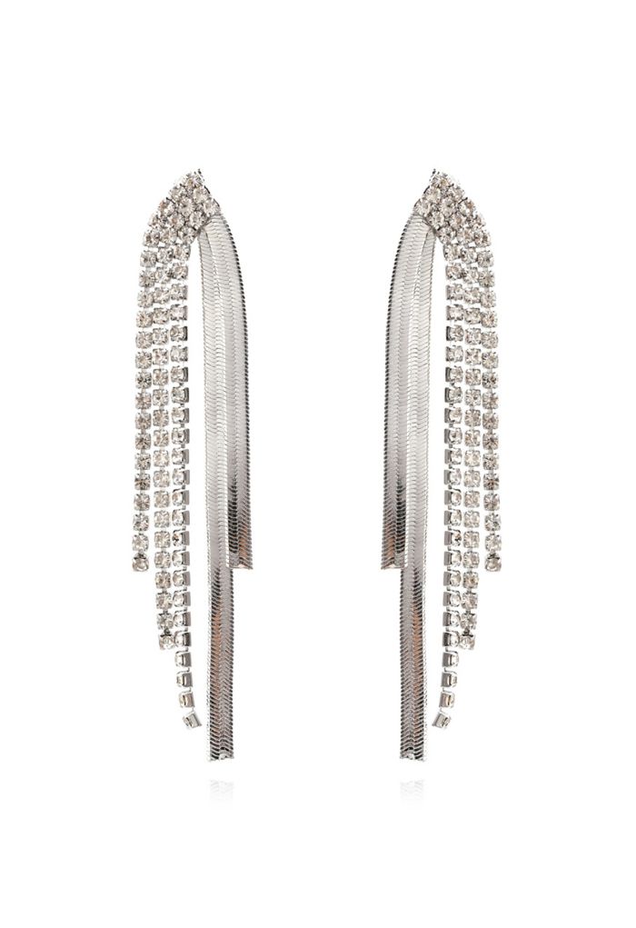 Luxury Diamond Trim Drop Earrings in Silver