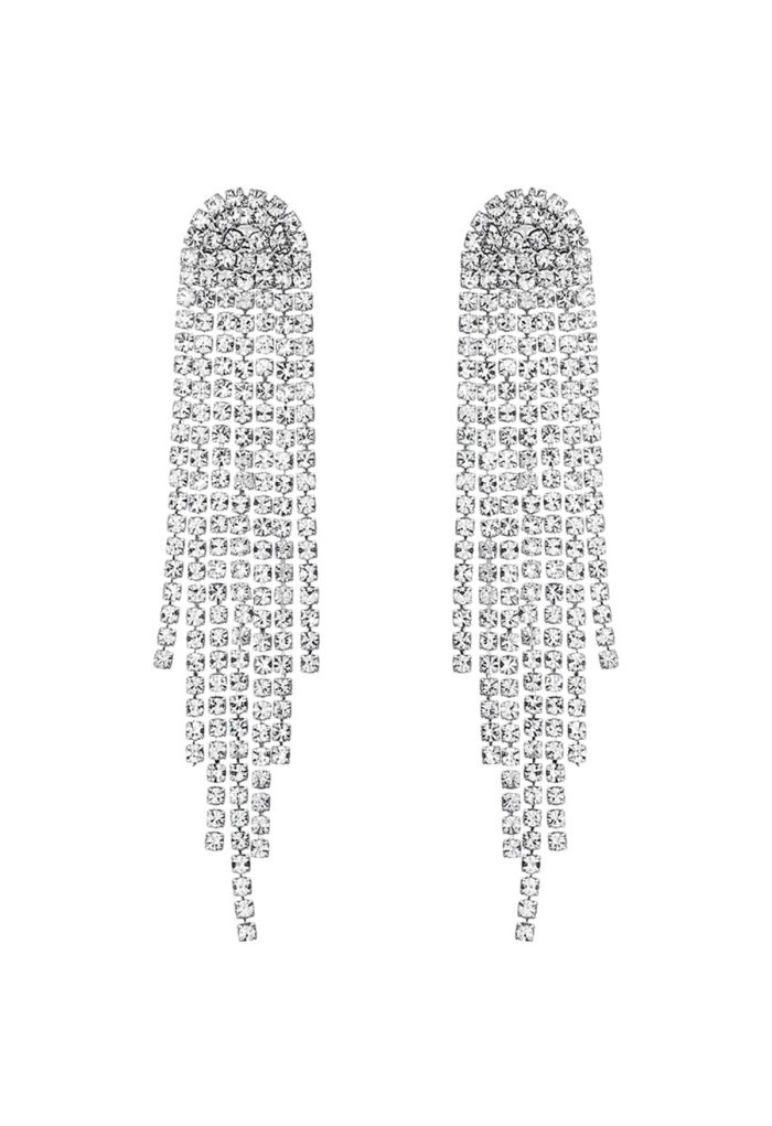 Simplicity Gleaming Diamond Tassel Drop Earrings