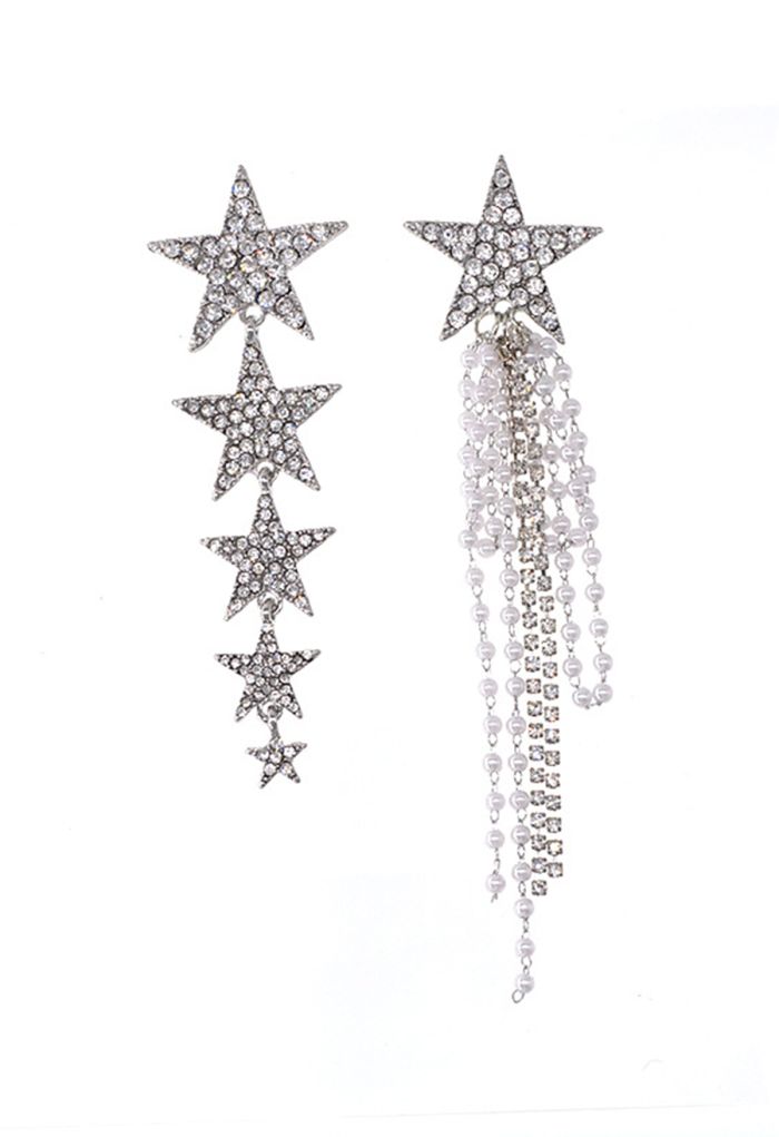 Asymmetric Star World Diamond Drop Earring