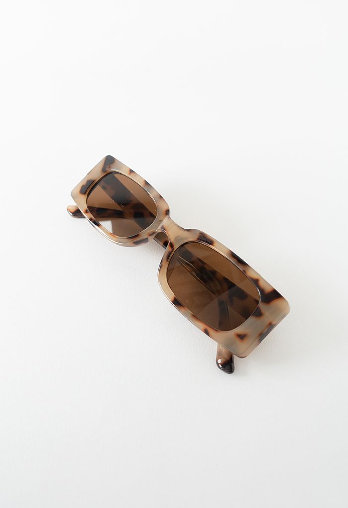 Full-Rim Rectangle Sunglasses in Leopard