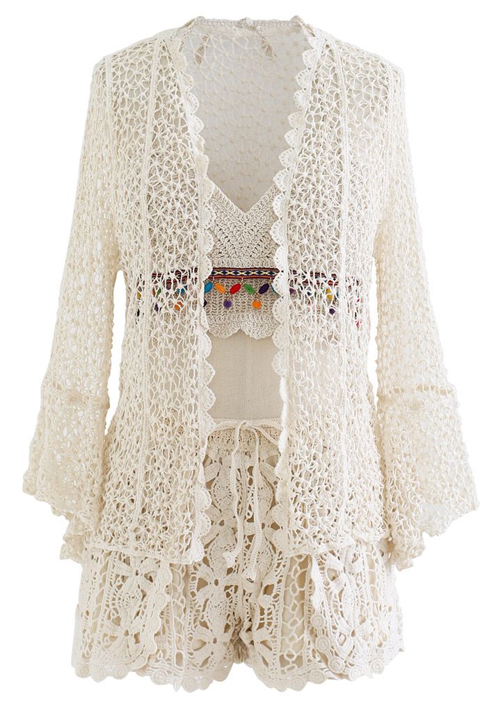Three-Piece Bohemia Crochet Beach Set