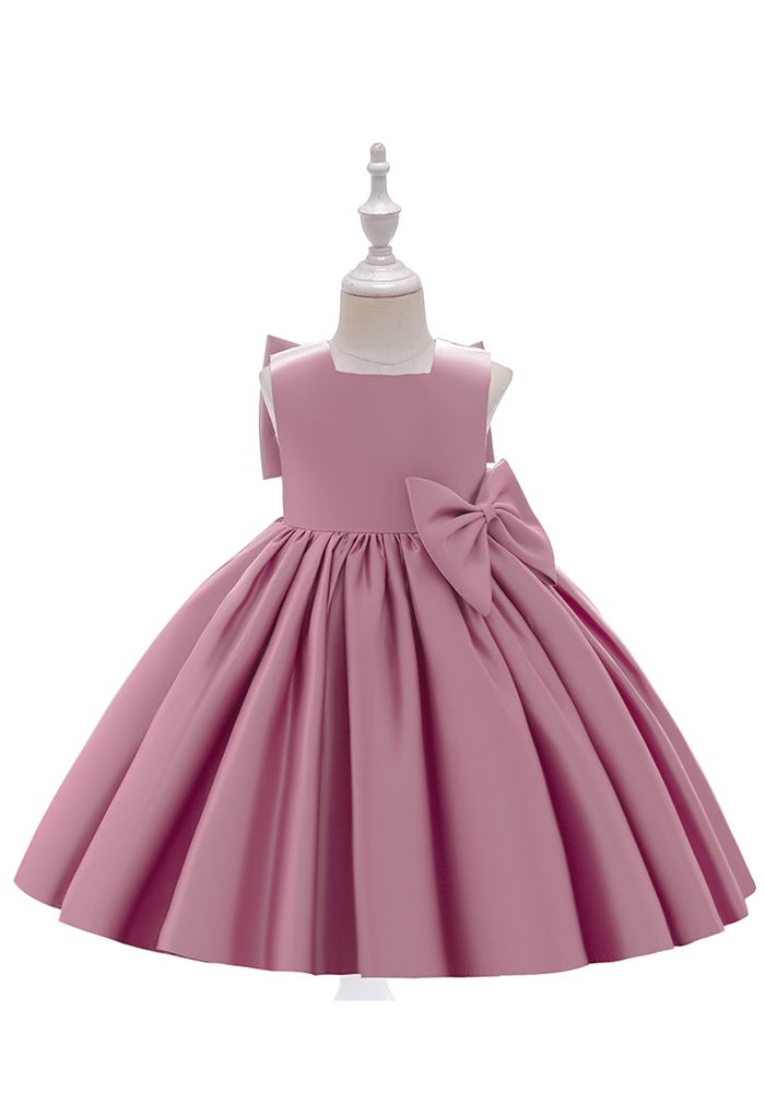 Big Bow Back Sleeveless Princess Dress in Pink For Kids