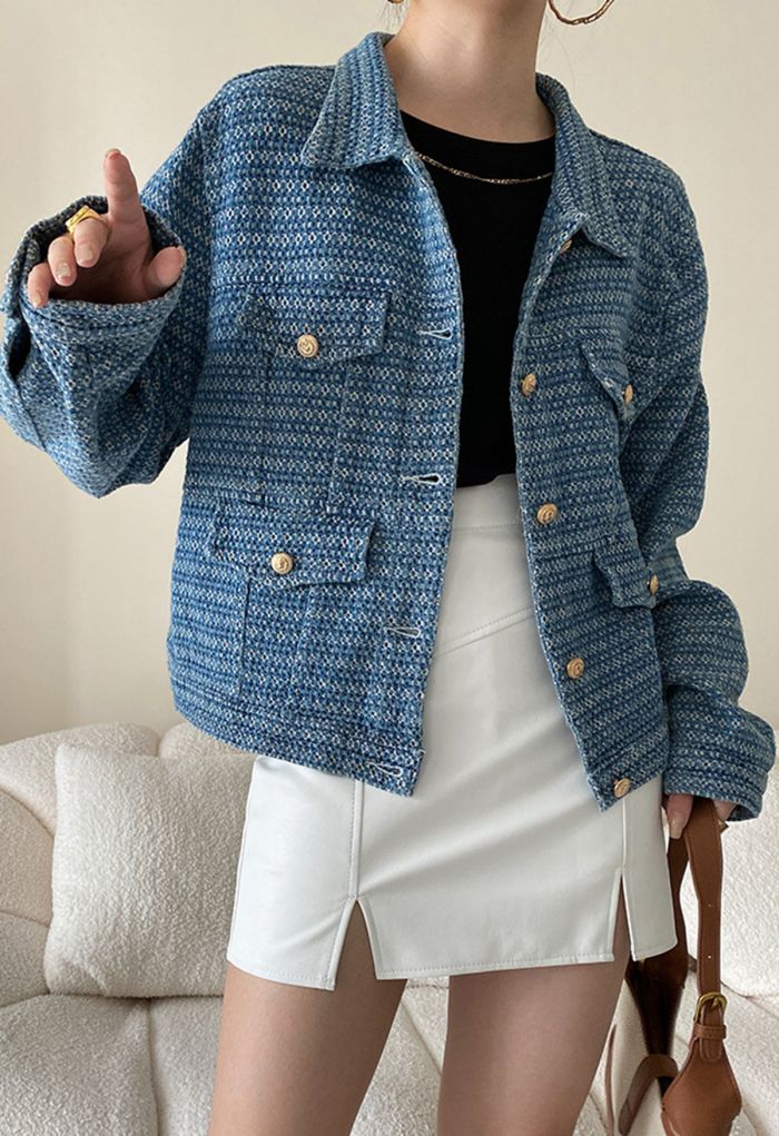Fake Flap Pockets Buttoned Denim Jacket