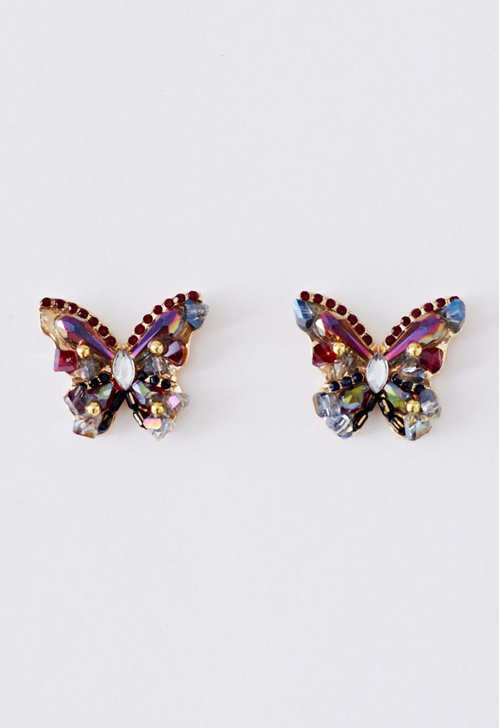 Colored Crystal Diamond Butterfly Earrings