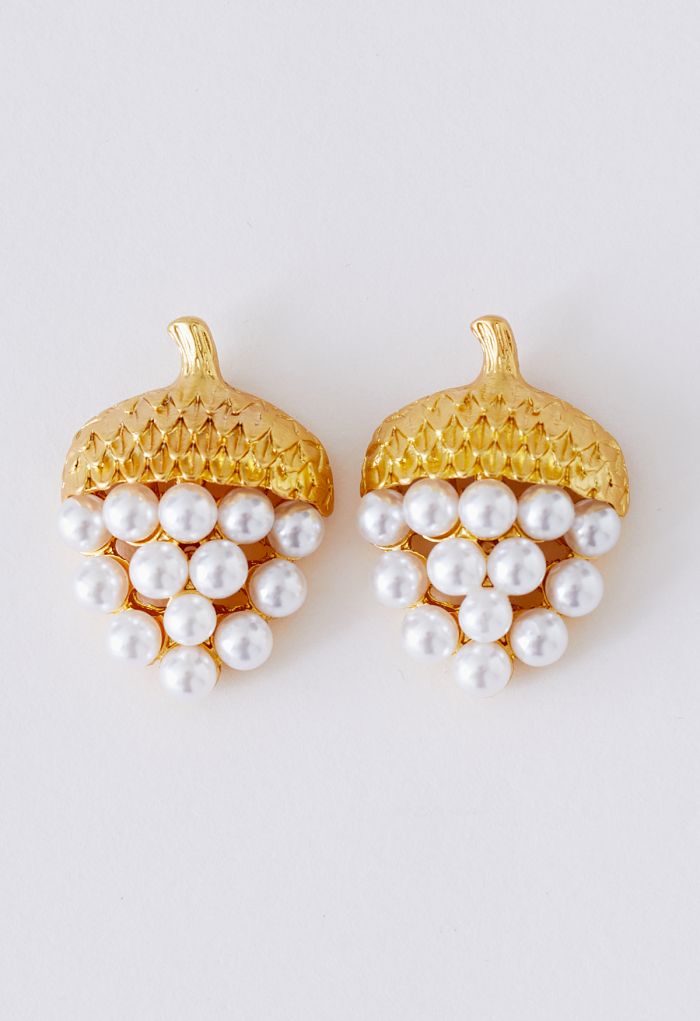Pearly Gold Strawberry Earrings