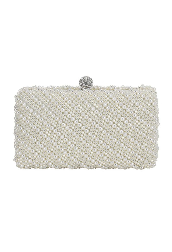 Square Shape Full Pearl Clutch