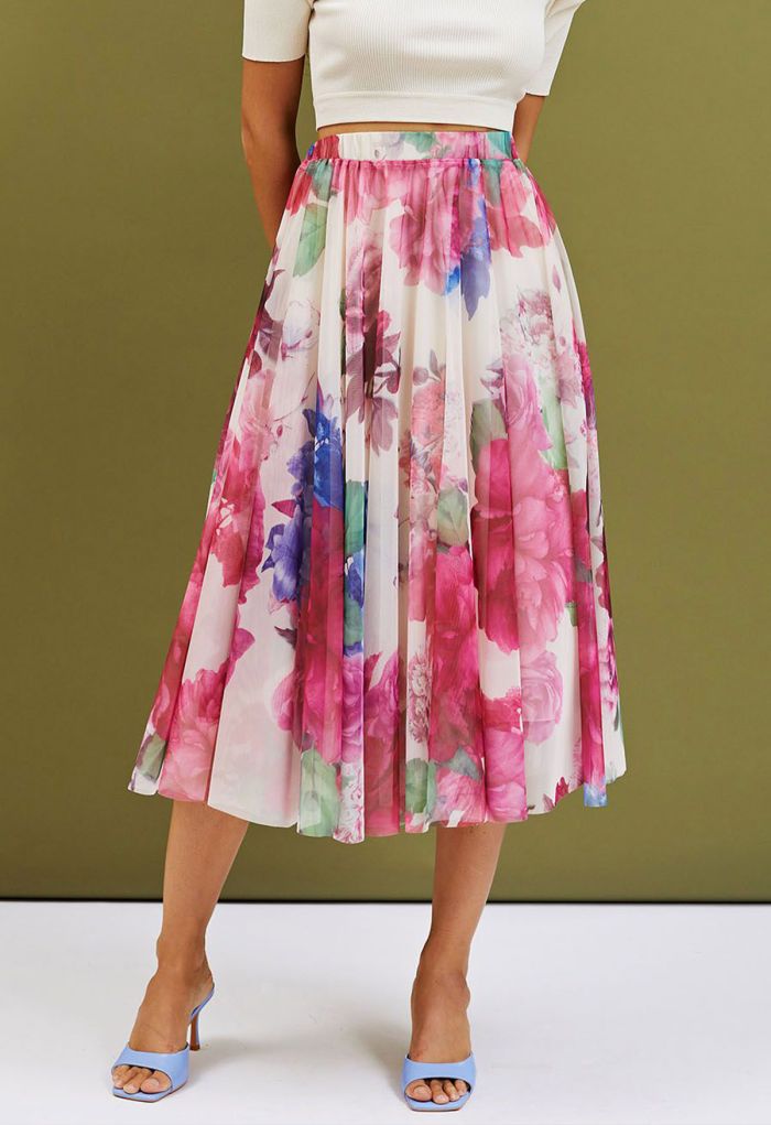 Dancing in Flowers Double-Layered Mesh Tulle Skirt