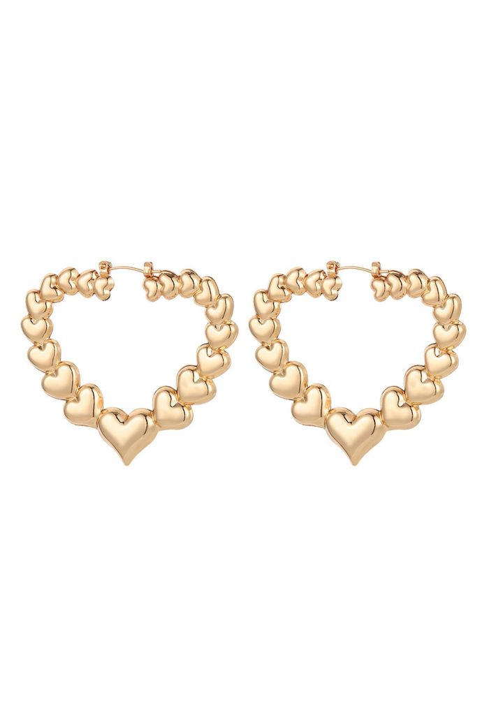Hollow Out Metal Heart Earrings in Gold