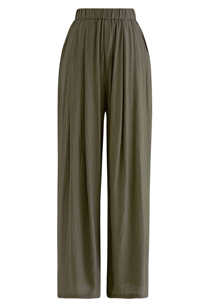 Breezy Side Pockets Wide-Leg Pants in Brown