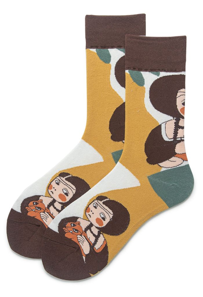 Abstract Painting Jacquard Crew Socks