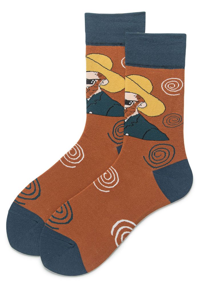 Funny Van Gogh Jacquard Crew Socks