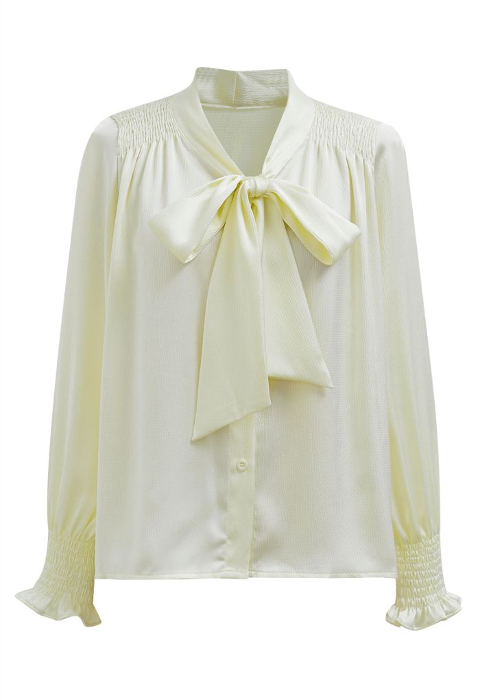 Self-Tie Bowknot Embossed Shirt
