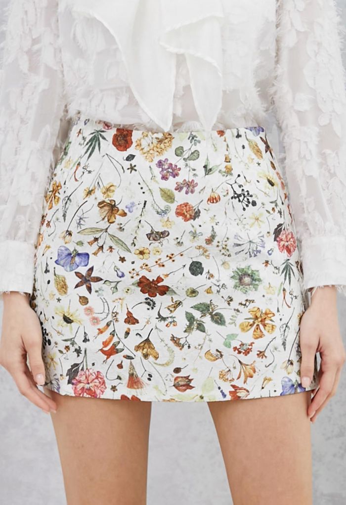 Botanical Garden Jacquard Mini Bud Skirt