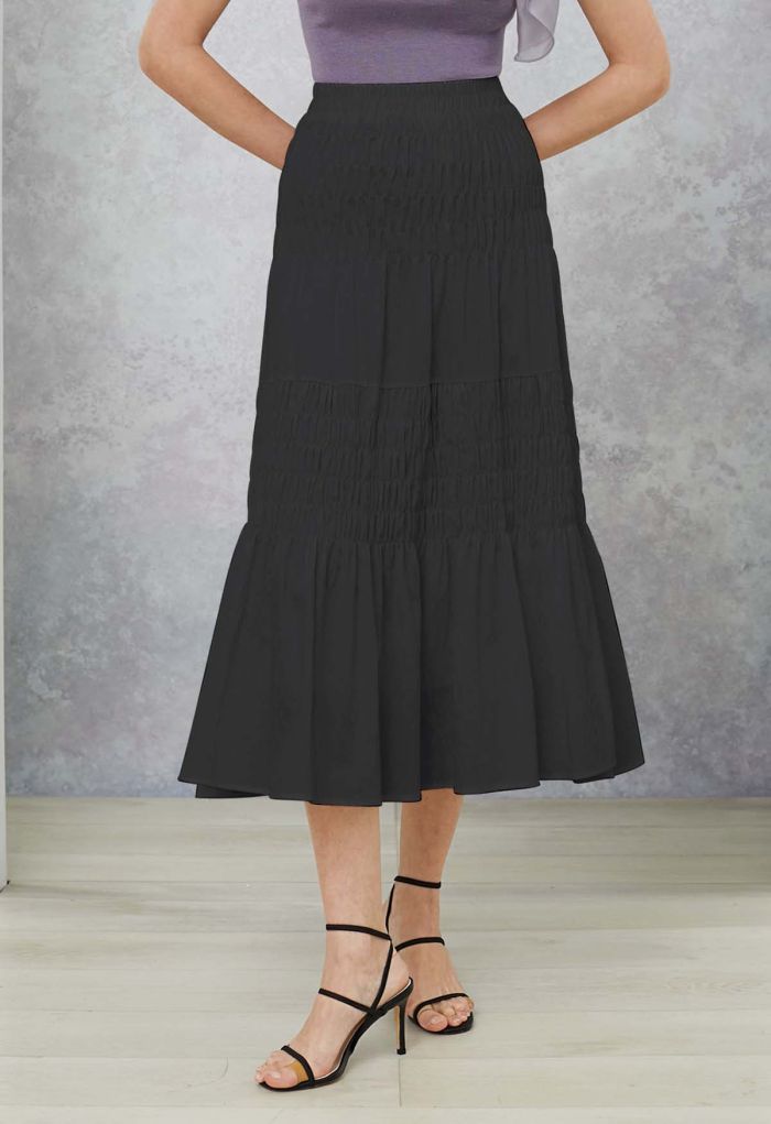 Modern Favorite Shirred Skirt in Black