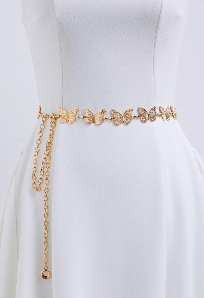 Fluttering Butterfly Chain Belt in Gold