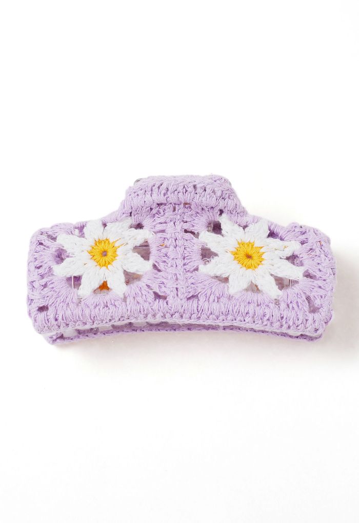 Daisy Crochet Large Rectangle Hair Claw