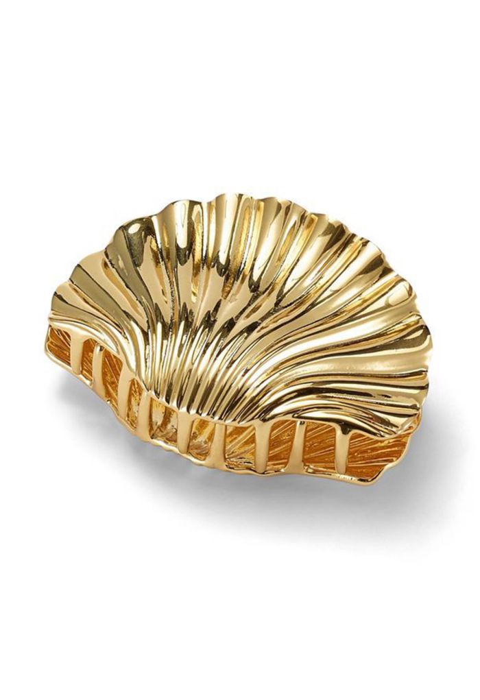 Glossy Golden Shell Hair Claw