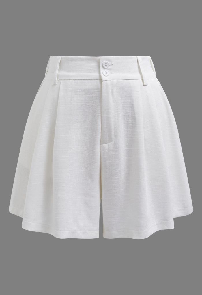 Side Pocket Half Waistband Shorts in Ivory