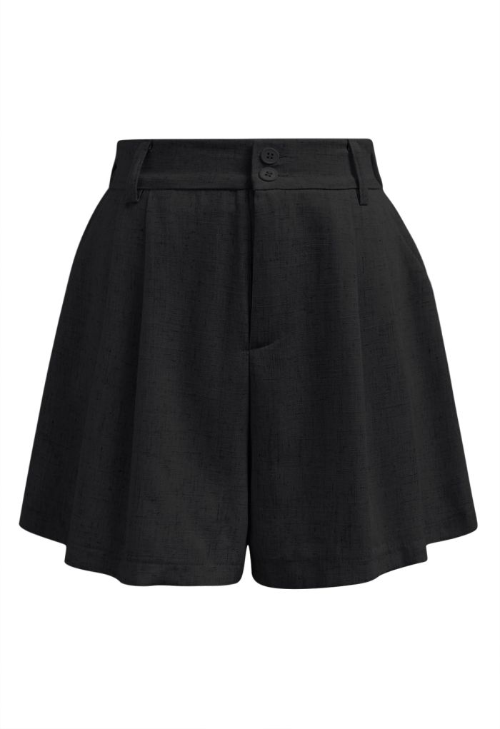 Side Pocket Half Waistband Shorts in Black