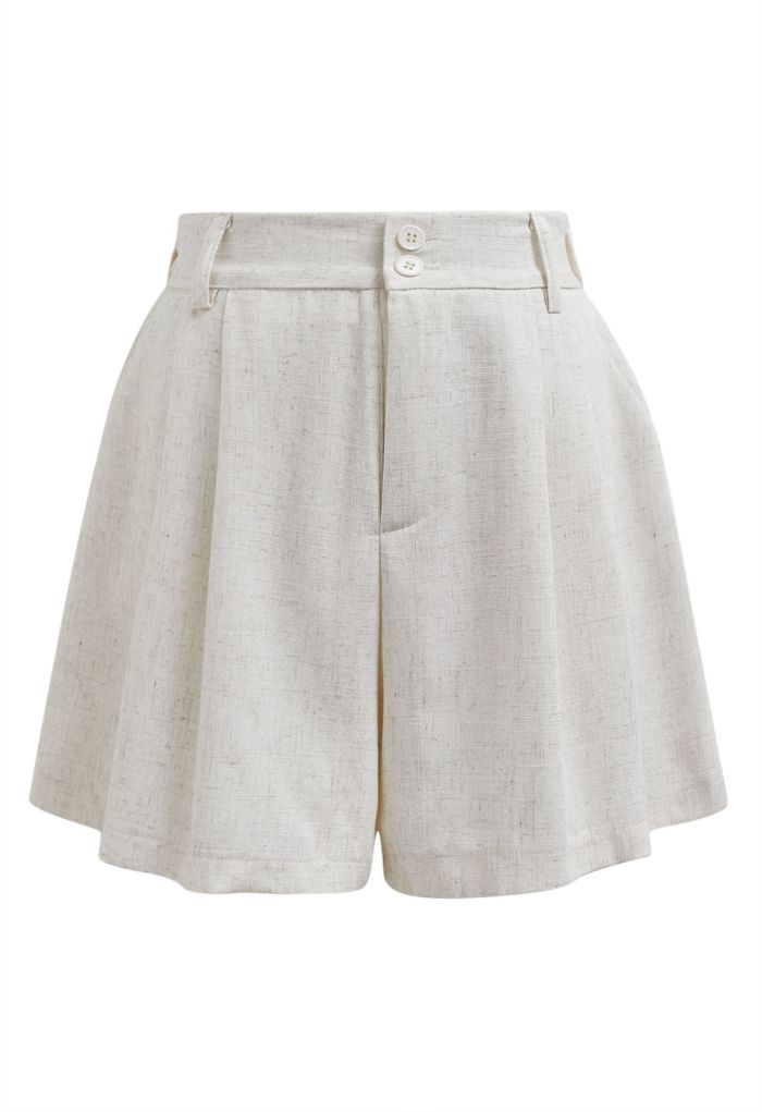 Side Pocket Half Waistband Shorts in Linen
