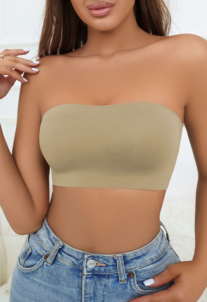 Strapless Bandeau Bra Top in Light Tan