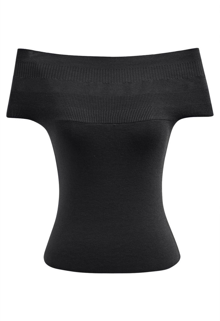 Simplicity Off-Shoulder Knit Top in Black