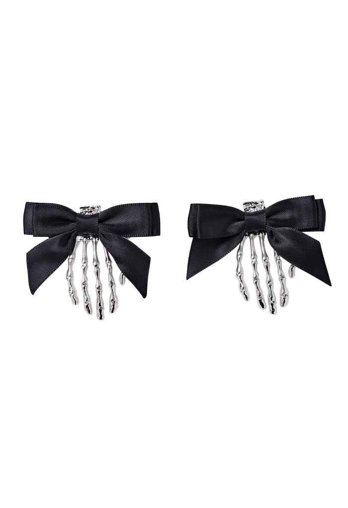 Skeleton Hand Bowknot Hair Clips