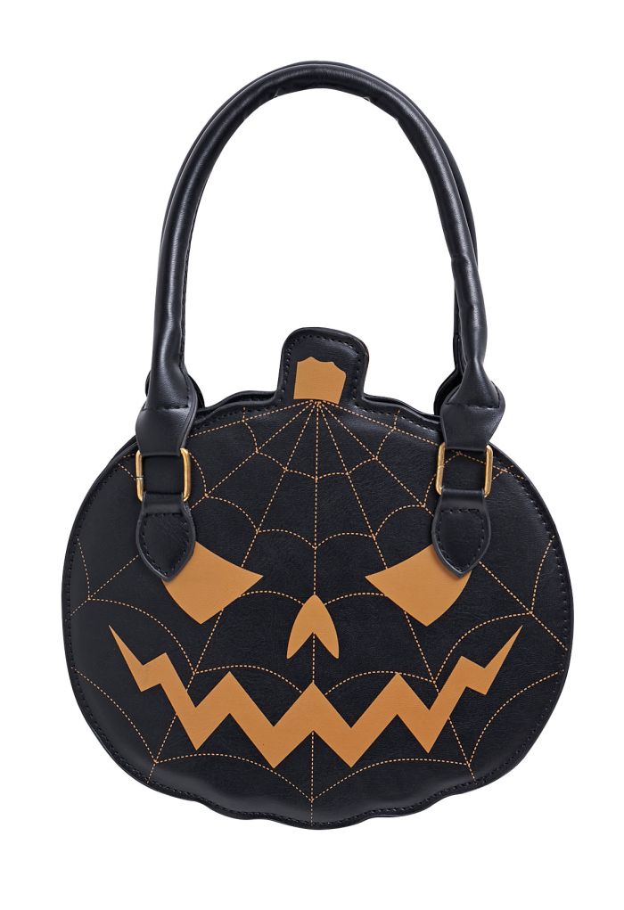 Jack-o'-Lantern PU Handbag in Black