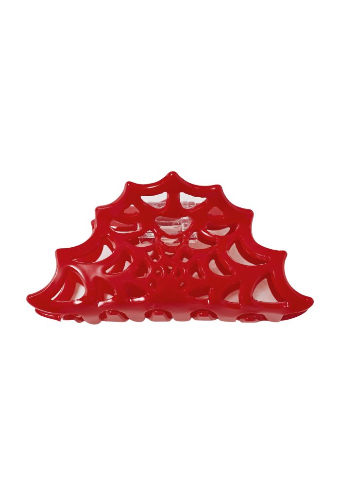 Spider Web Hollow Out Hair Claw in Red