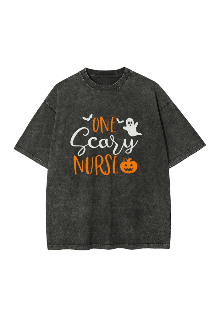 One Scary Nurse Washed Oversized T-Shirt in Black