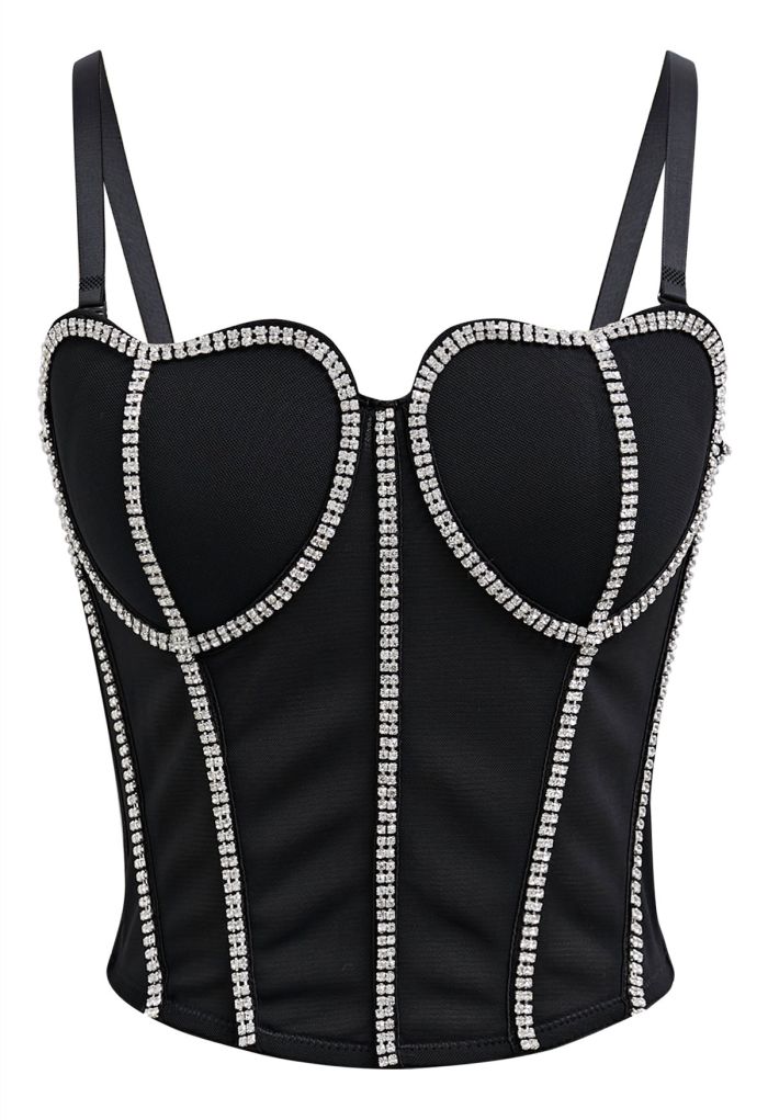 Stunning Heart Rhinestone Bustier Top