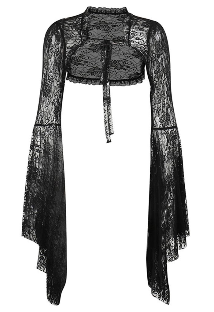 Mystic Lace Bell Sleeve Shrug Crop Top