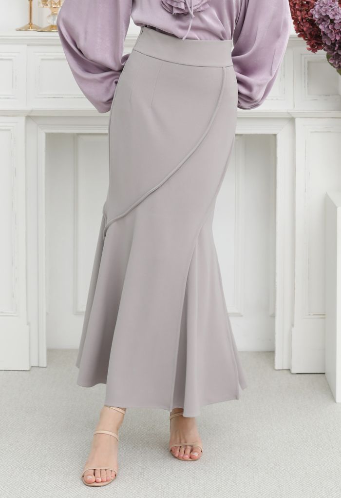 Wavy Seam Mermaid Maxi Skirt in Lavender