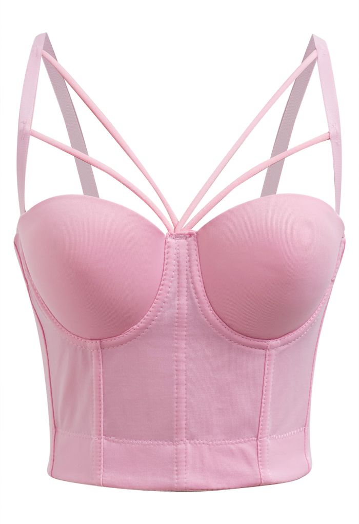 Flattering Corset Push-Up Bra Top in Pink