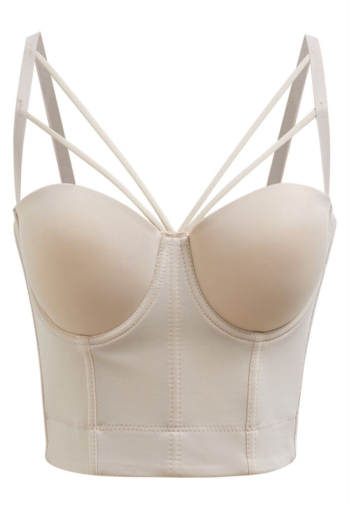 Flattering Corset Push-Up Bra Top in Apricot