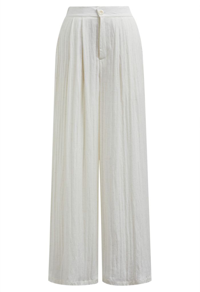 Everyday Ease Linen-Blend Wide-Leg Pants in Ivory