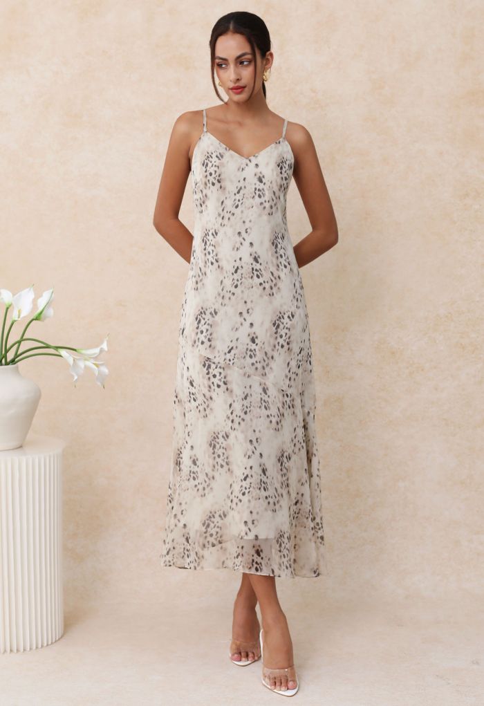 Leopard Shadows Chiffon Cami Dress